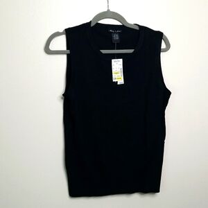 Audrey and Grace Black Scoop Neck Sleeveless Top Large